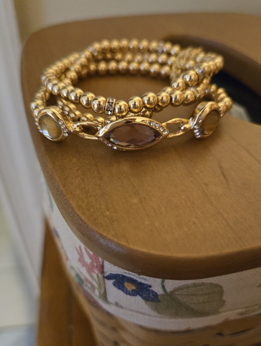 Macys Gold-Tone Beaded and Crystal Accent Bracelet Set
